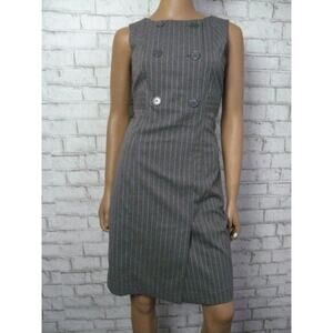 Tex by MaxAzria Dark Grey Wool-Like Pin Stripe Sheath Dress XS NWT